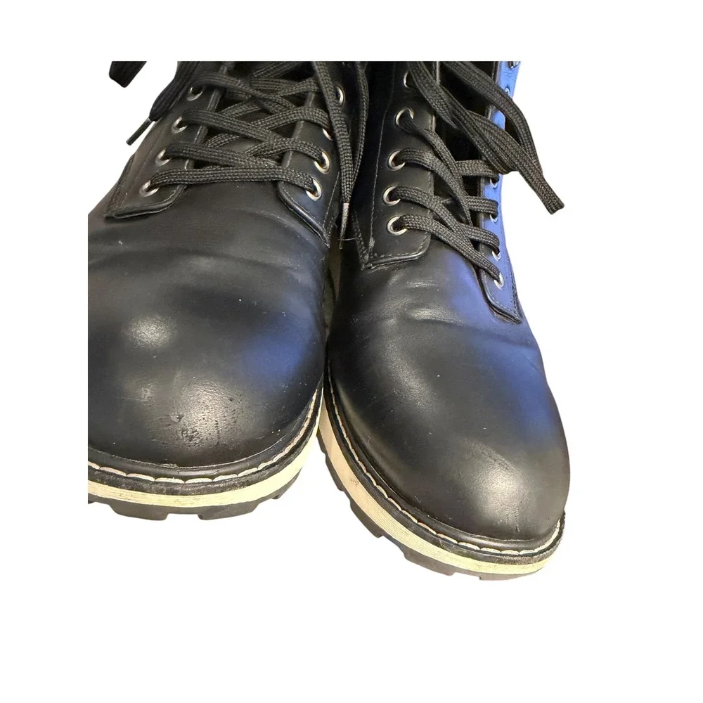 Florsheim Comfortech Mens Black Leather Casual Lace Up Boots Size 13 Wedge Sole